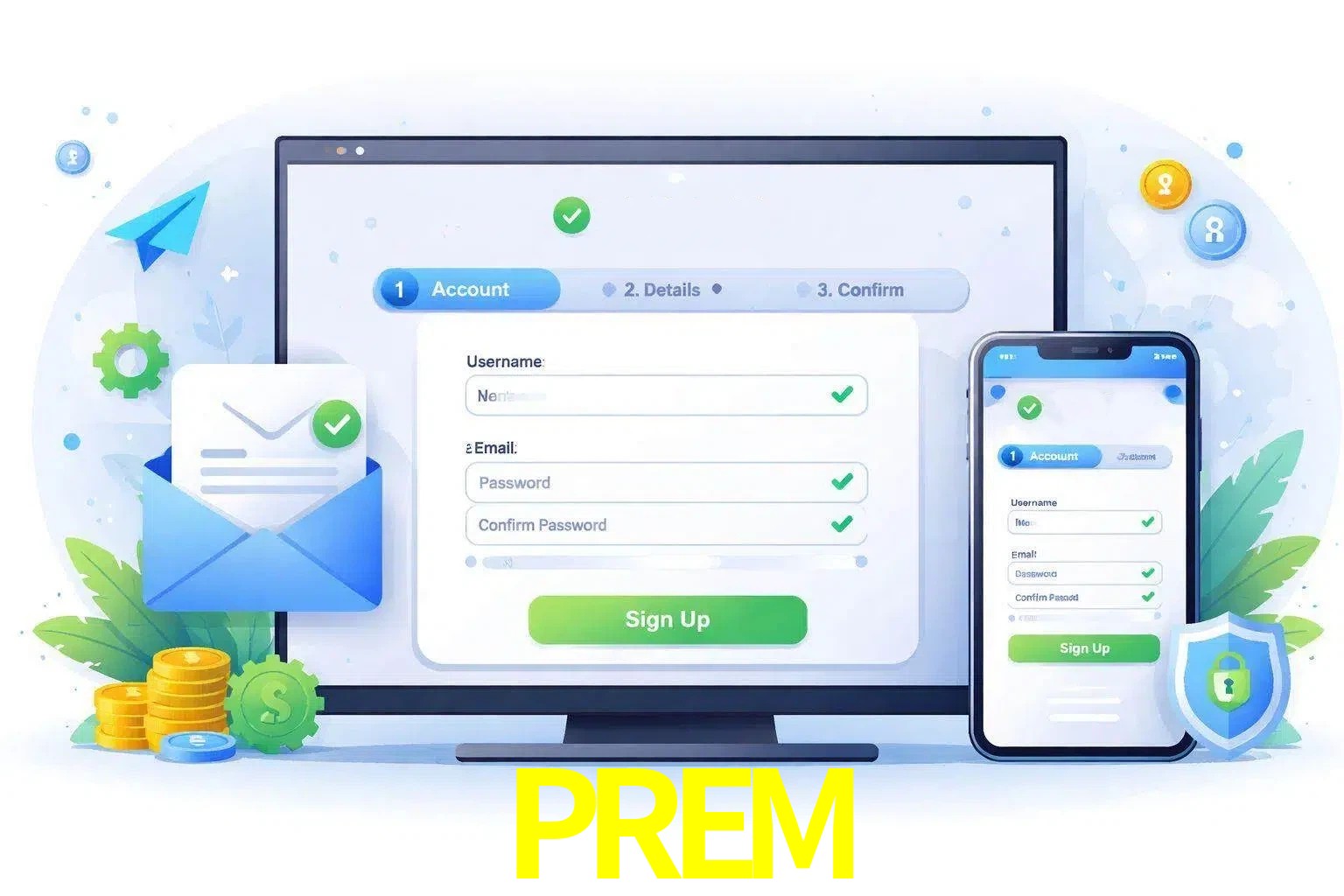 Registro de nuevo usuario y configuración de cuenta PREM